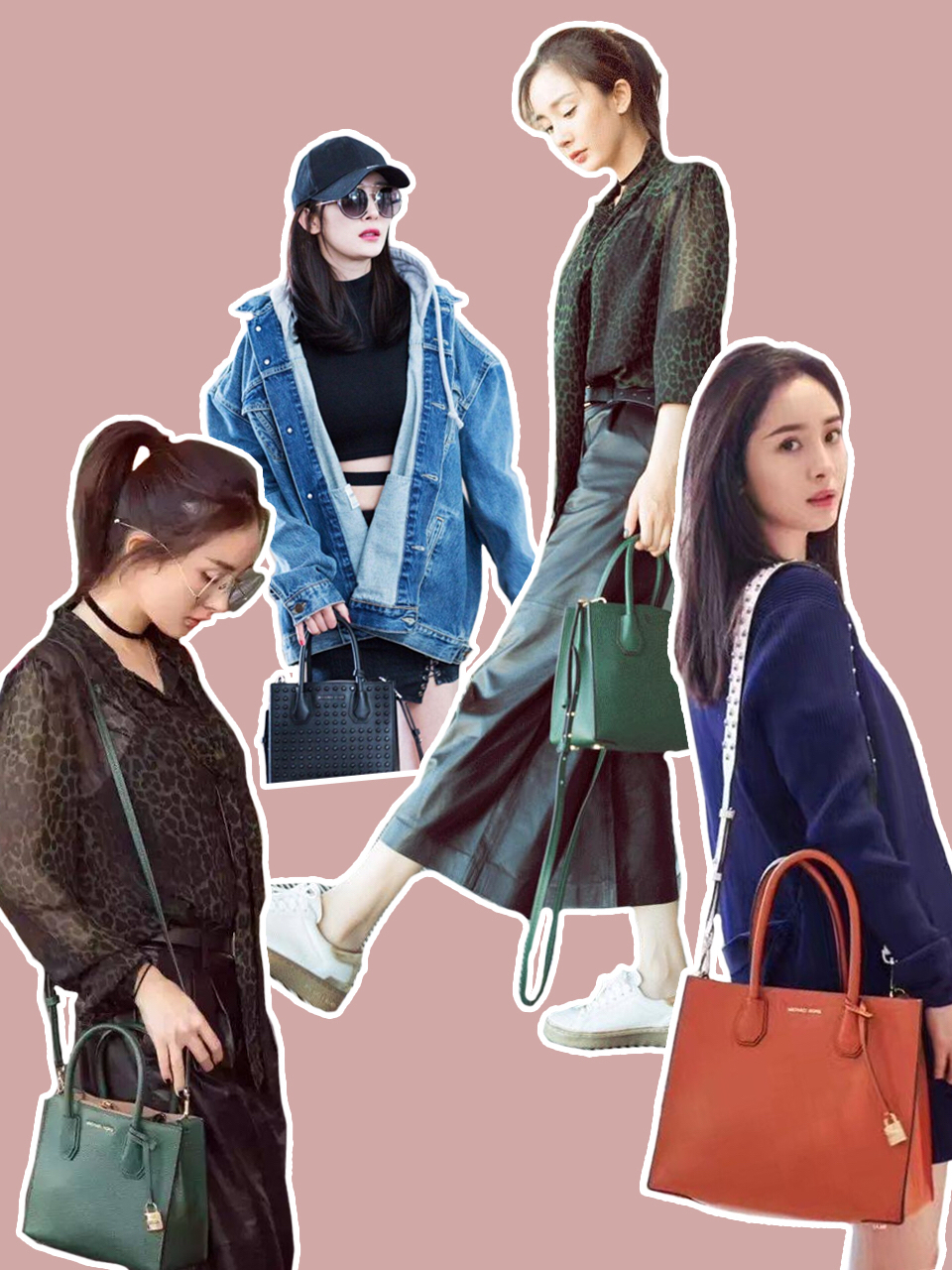 杨幂同款mk包黑色翻盖小方包,mk包杨幂同款mercer老花