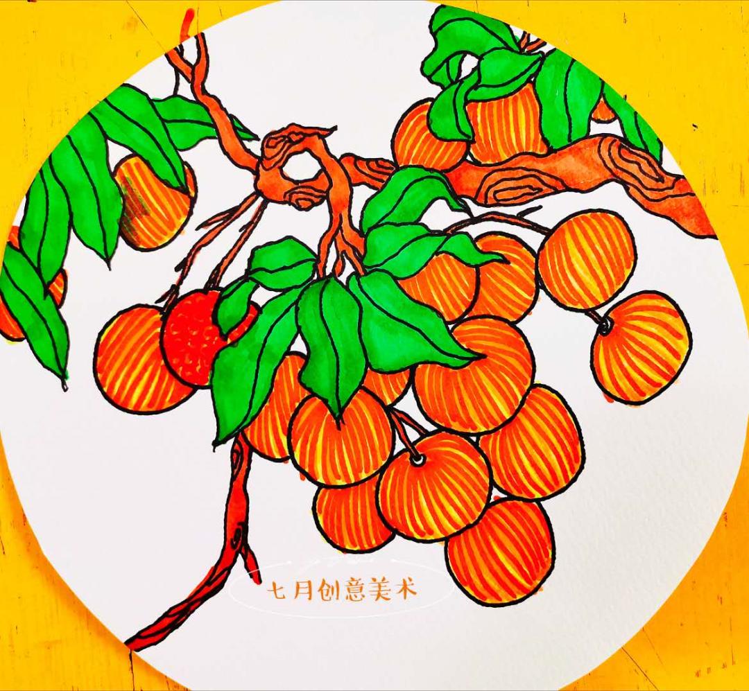 简易版的荔枝绘画,中国画荔枝的画法教程视频