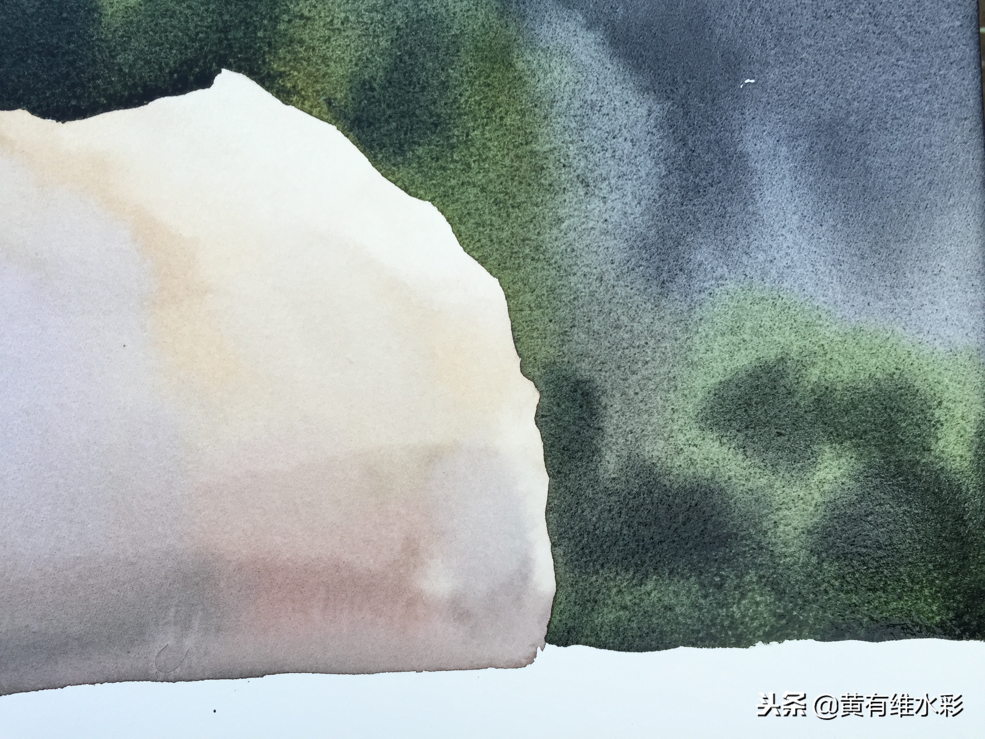 石头水彩风景画,石头水彩画入门教程视频