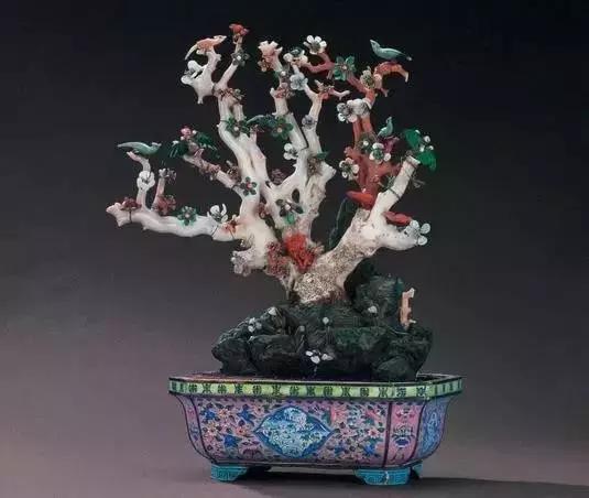 故宫里的玉石盆景,故宫景泰蓝盆景欣赏