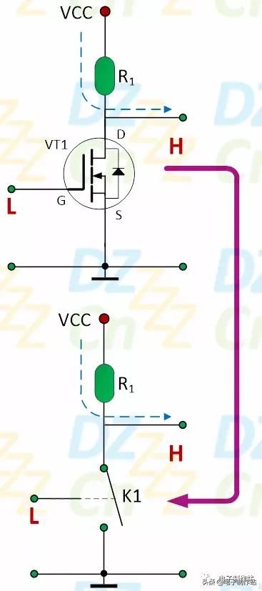 电平转换电路的具体工作过程,高电平与低电平如何转换电路图