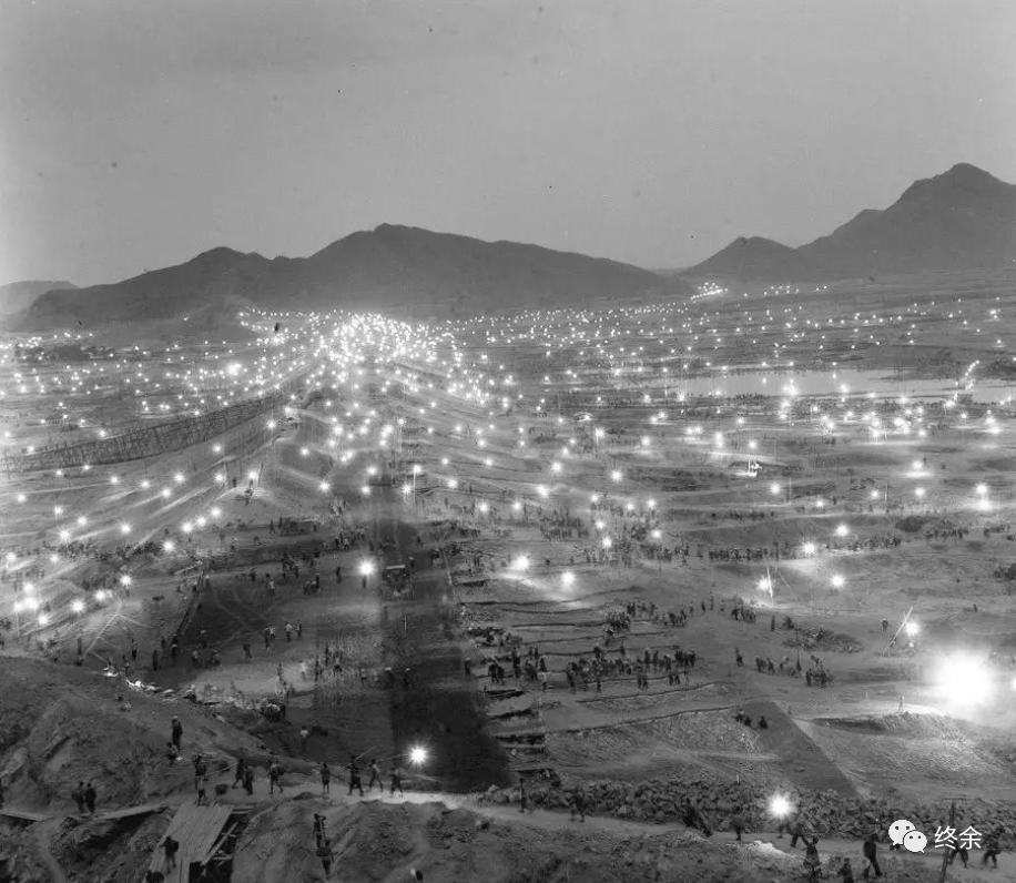 通县民工在怀柔水库建设工地