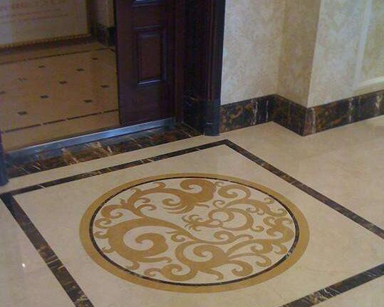 瓷砖拼砌效果图,新中式瓷砖水刀拼花效果图