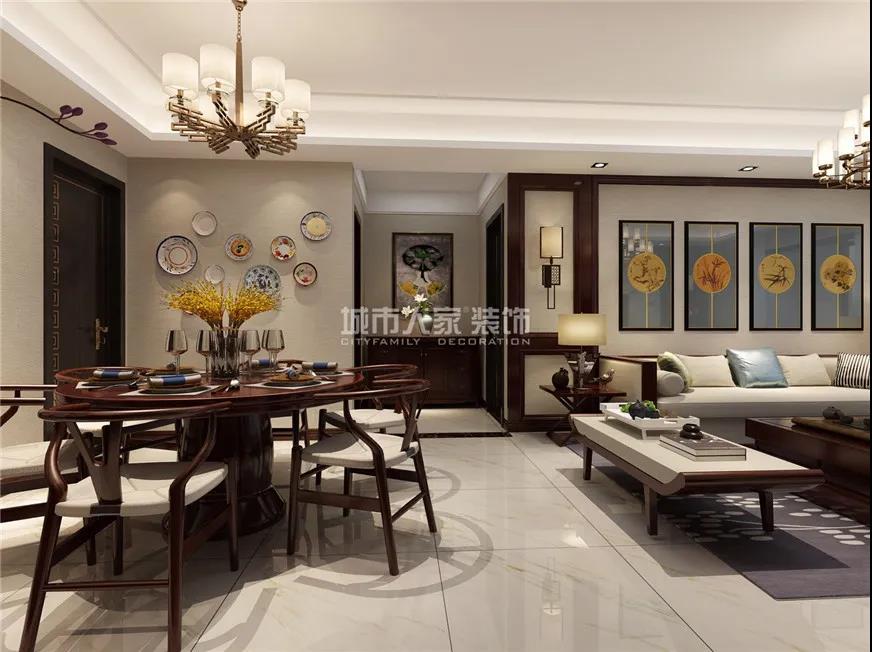 黄海城市花园126㎡新中式风格，展现精致而有细腻得生活