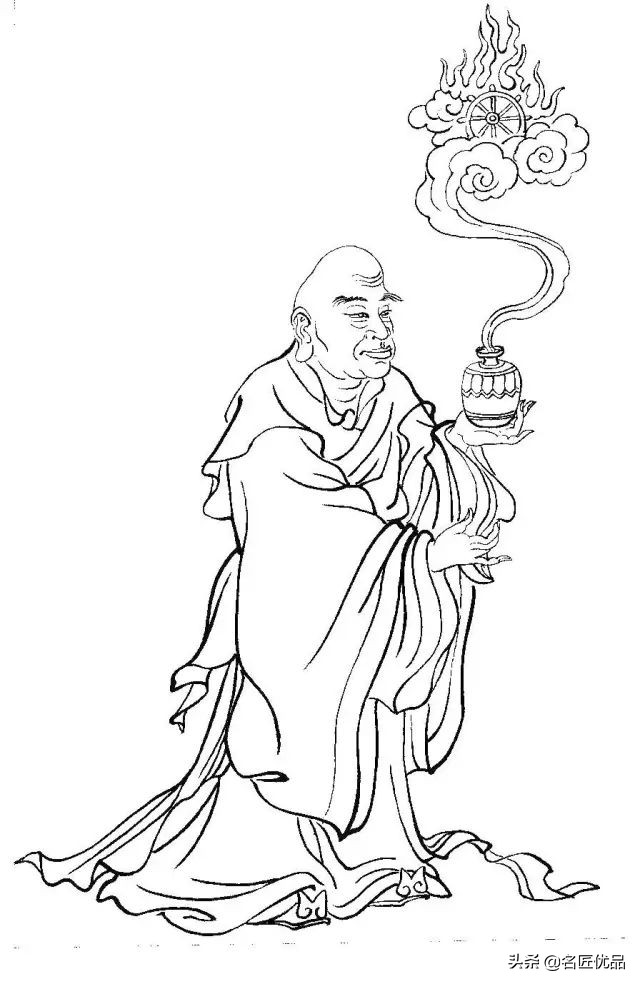 降龙罗汉白描图高清图片,十八罗汉白描图高清图片