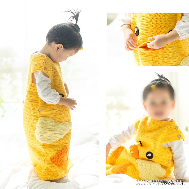 宝宝睡袋钩织视频,儿童披风斗篷冬季钩织教程