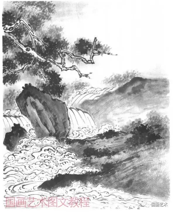 山水画基础技法分享,师恩钊泼墨山水画技法视频