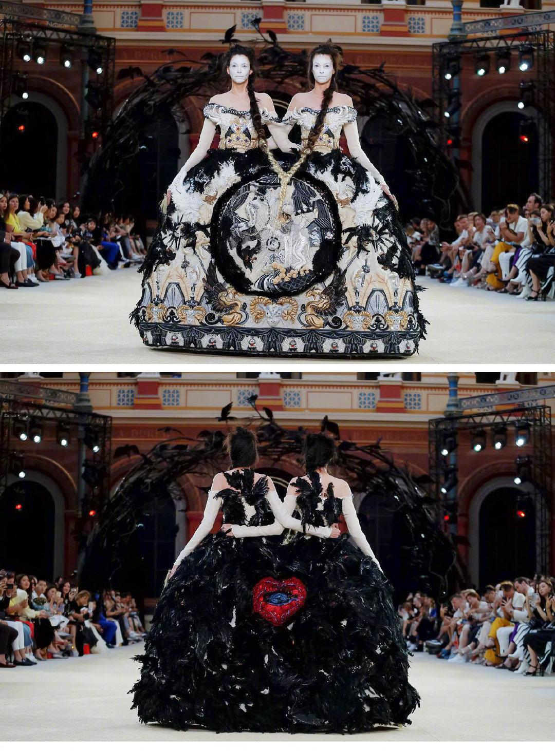 鬼脸连体服做开场，满身绣死亡象征乌鸦，惊悚秀场还是奇葩秀场？