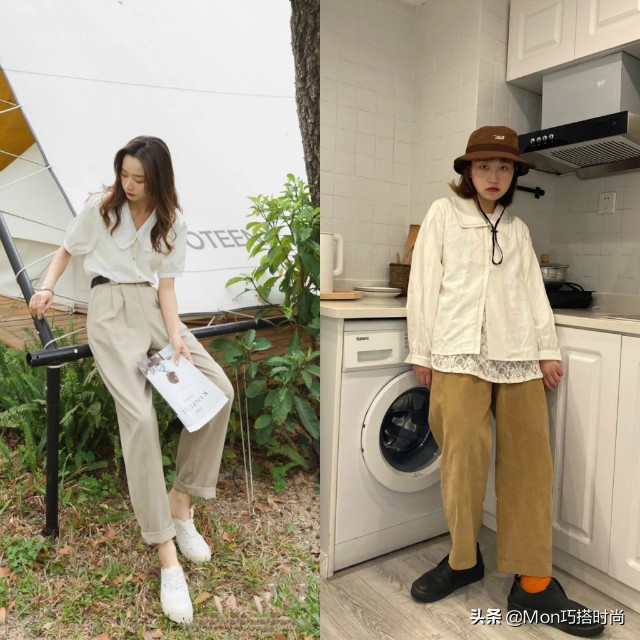白衬衫卡其裤搭配女,穿搭女夏季搭配高级感九分牛仔裤