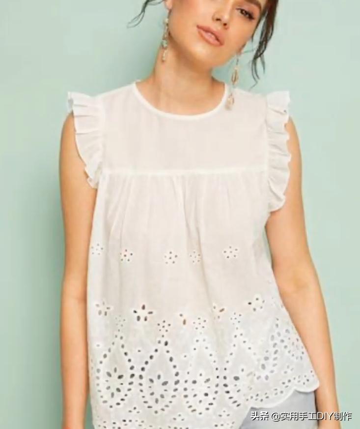 2020蕾丝领时尚气质纯色衬衣,时尚设计荷叶花边纽扣套头衬衫