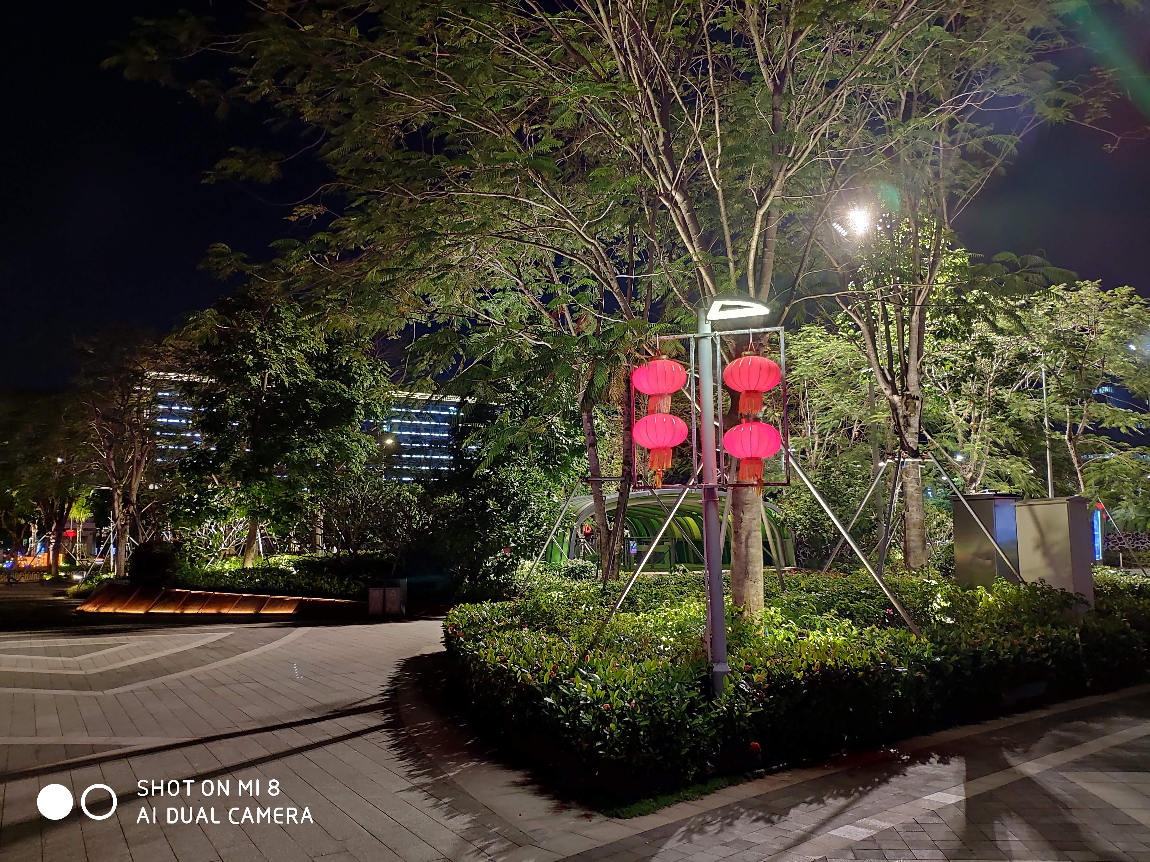 小米8的拍照怎么样？夜拍海口万绿园毫无压力