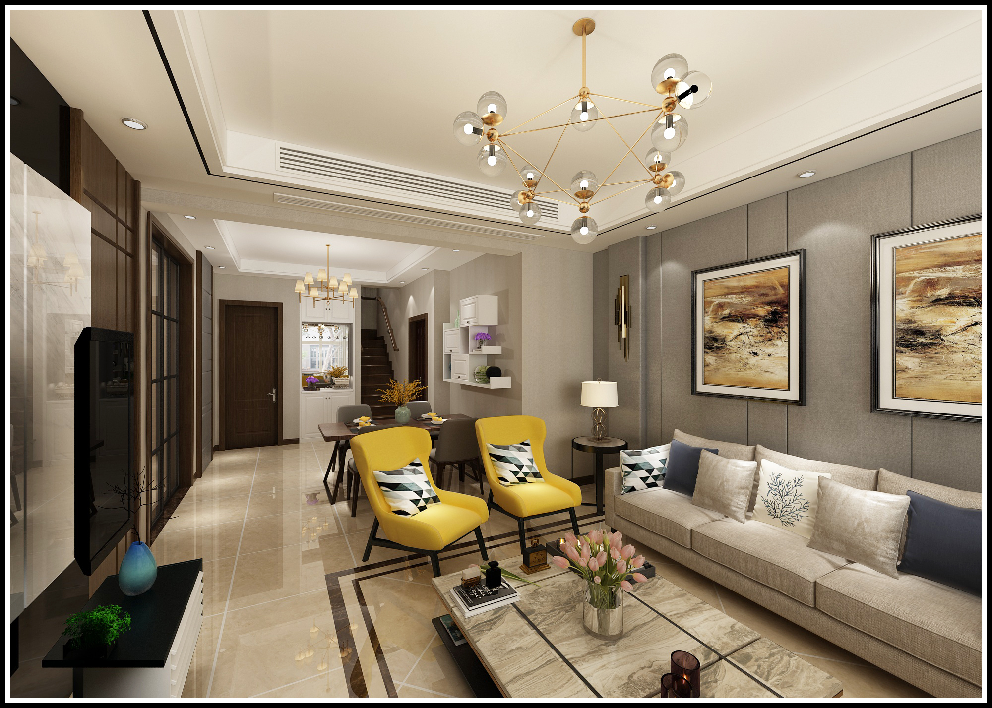 百合御都130平装修效果图,张店绿城140平米装修效果图