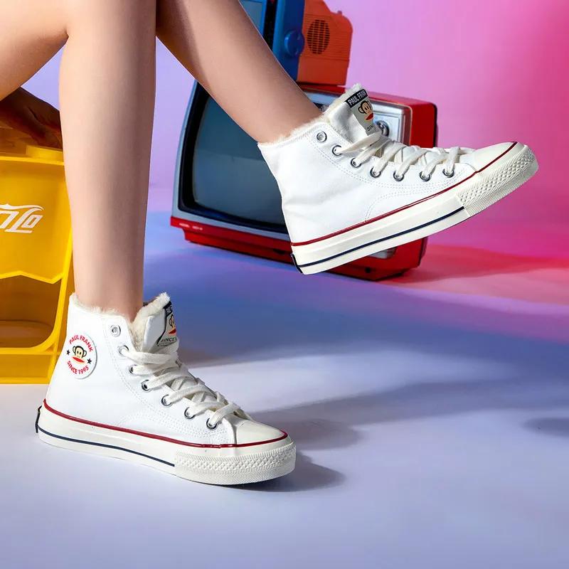 大嘴猴帆布鞋儿童加绒,女保暖鞋加绒加厚正品大嘴猴