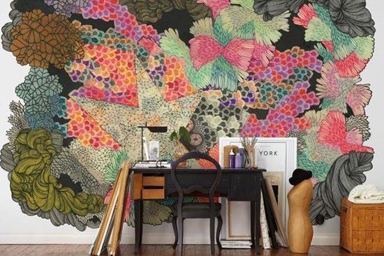 怎样设计手绘墙效果图,家装室内墙面设计手绘