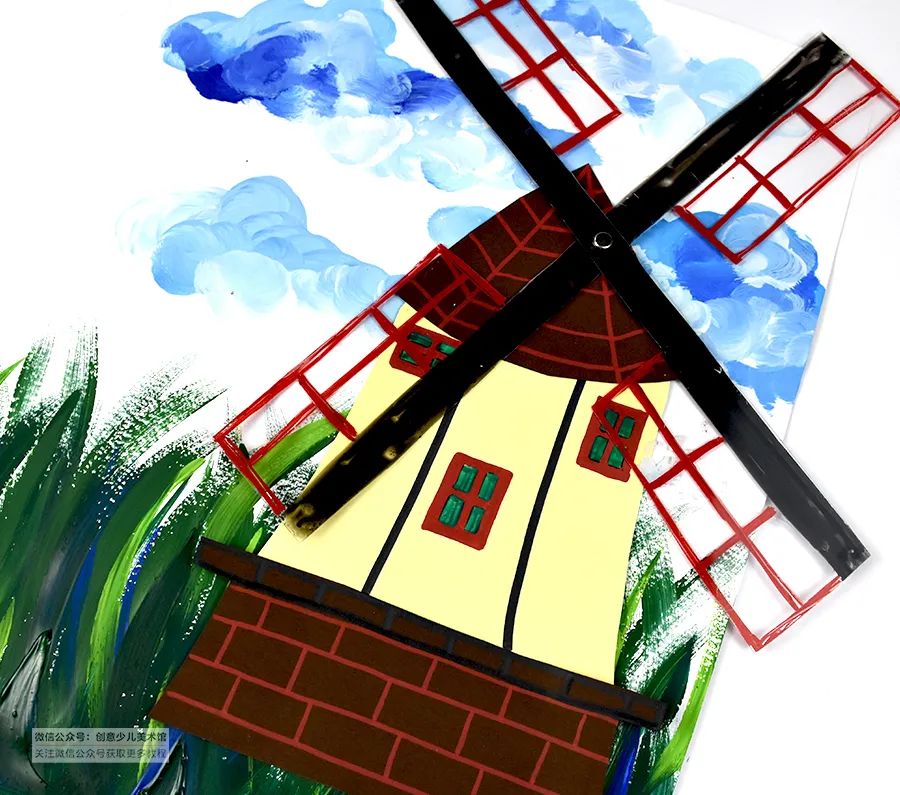 儿童画风车教程,儿童画风车画法