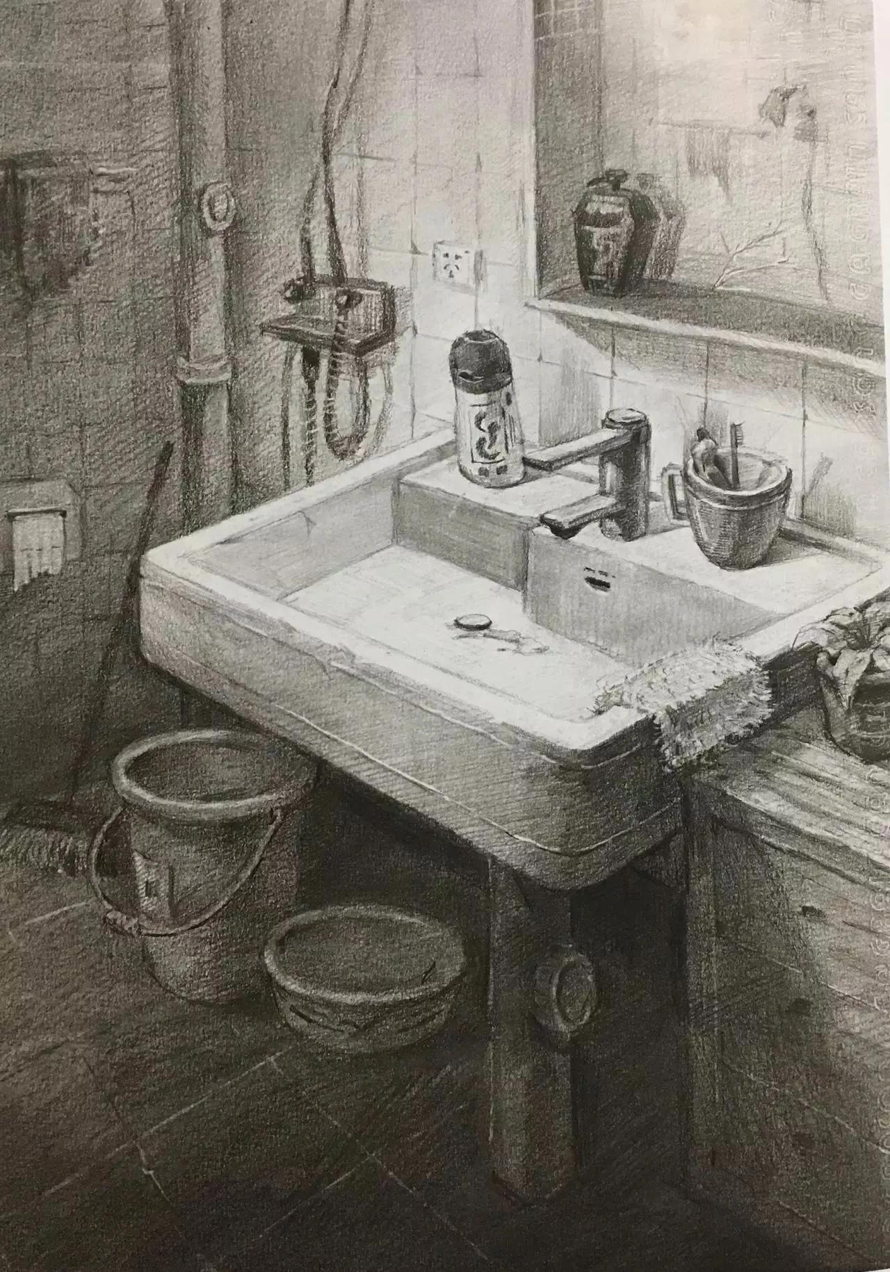 清华校考场景素描高分卷,清华素描场景高分卷技法