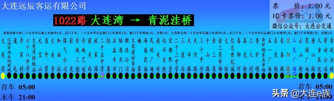 大连市内1016、1022、1102、1114、1125、2004路线路调整执行公告