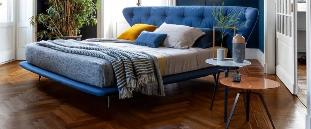 卧室床柜一体效果图,现代简约卧室家具全套