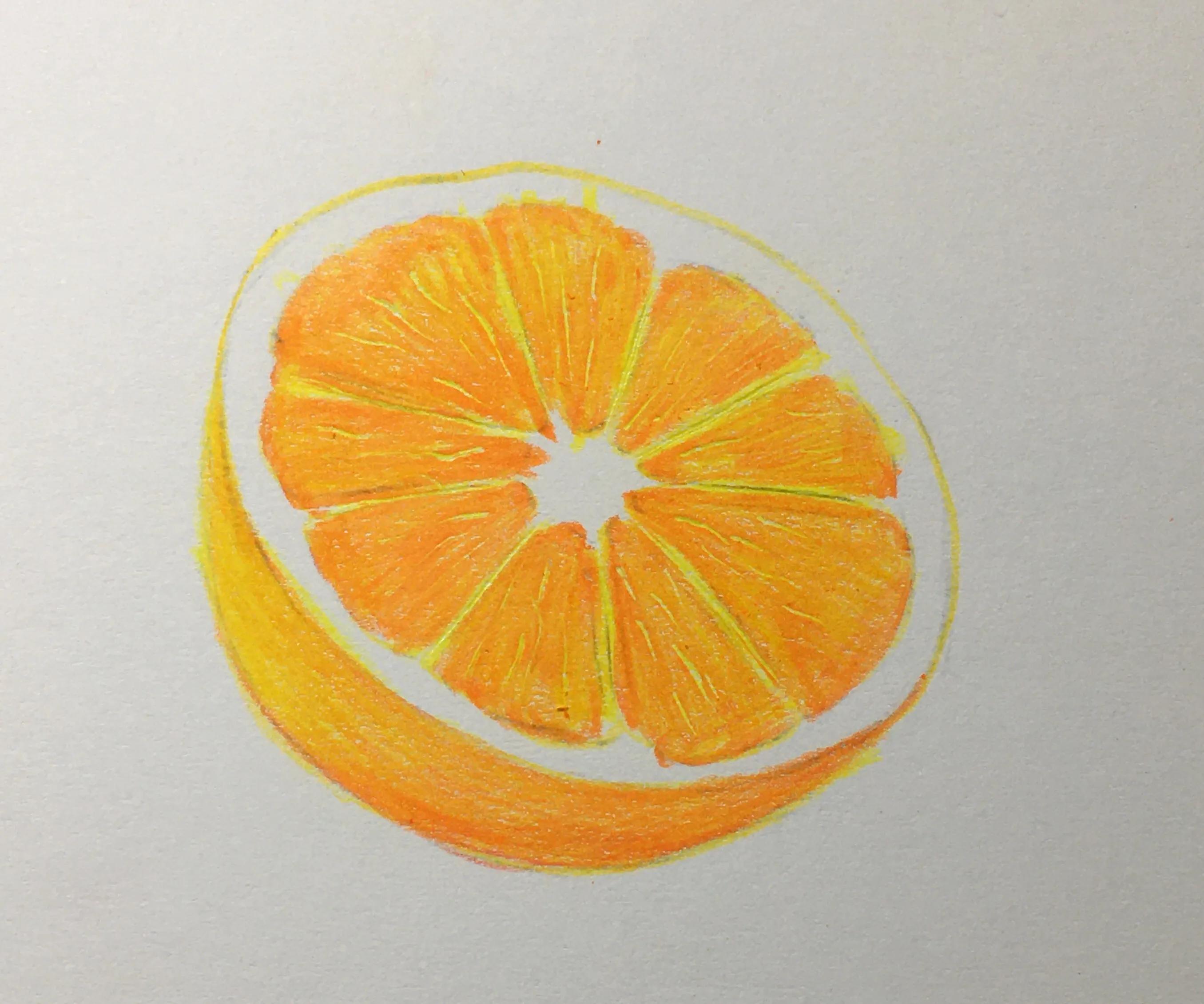 画橙子彩铅,用彩铅画橙子