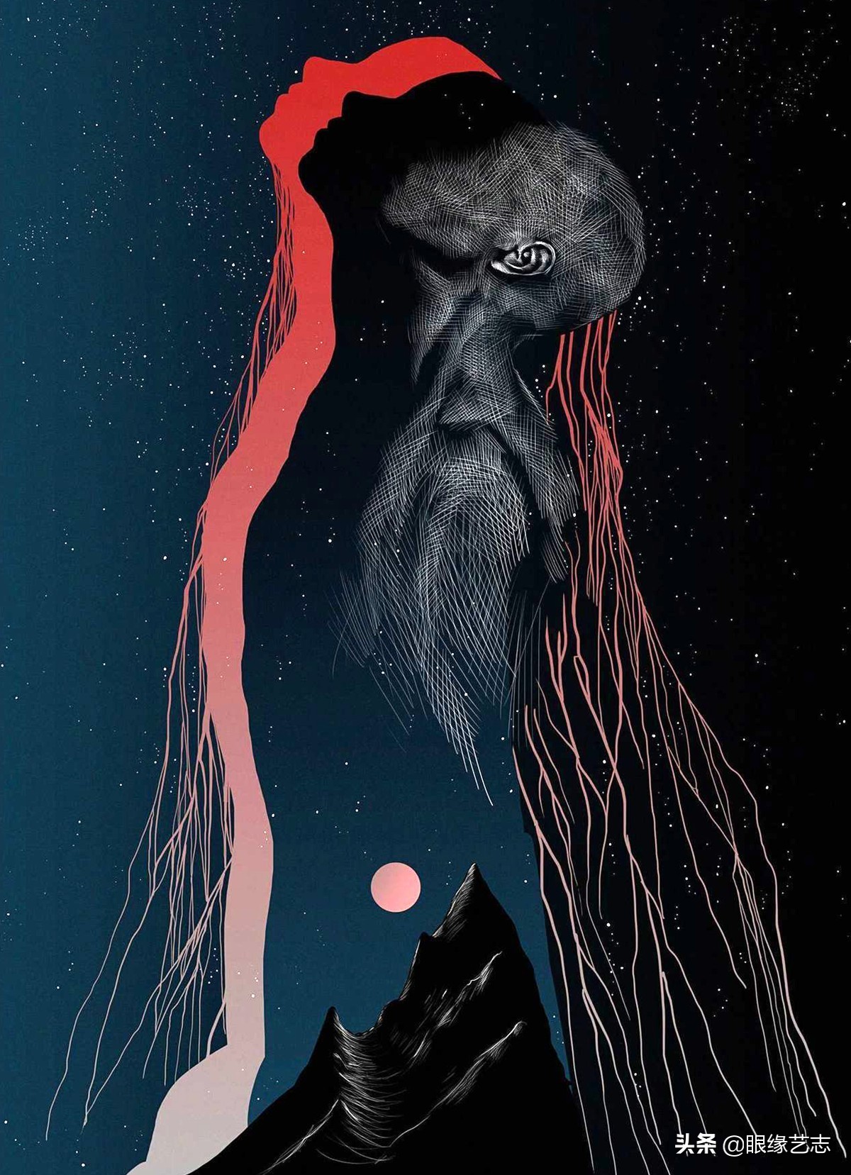 二维宇宙的浓情挣扎：另类的音乐封面插画，穿行暗夜的吟游诗人