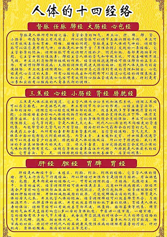 最全的十四经络详解,中医14经络详细讲解