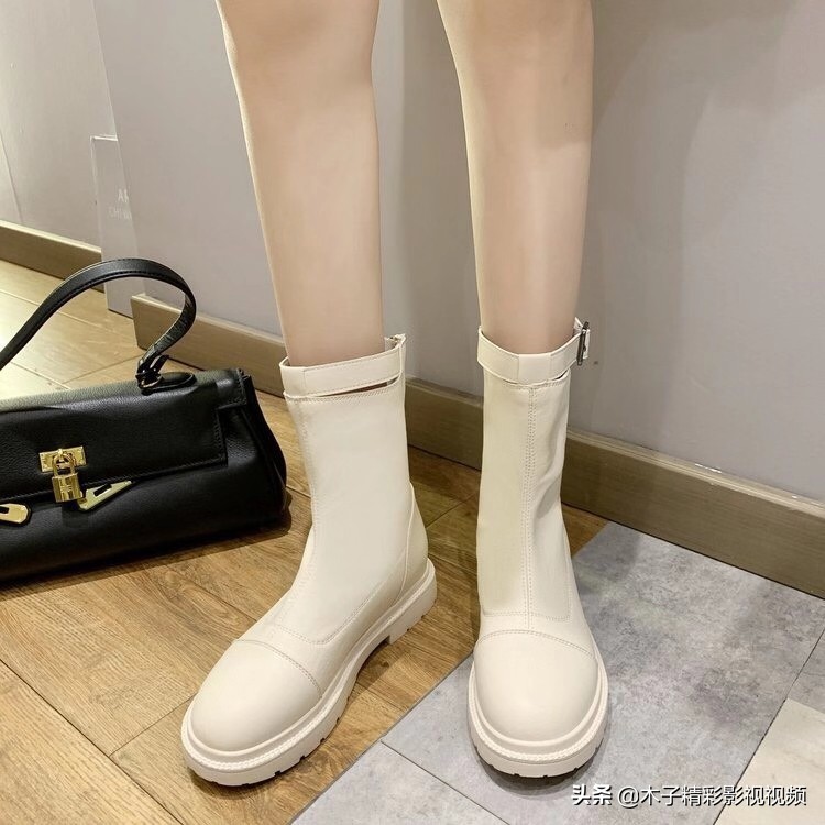 马丁靴单鞋女款爆款2020白色,时尚英伦风女士马丁靴34码