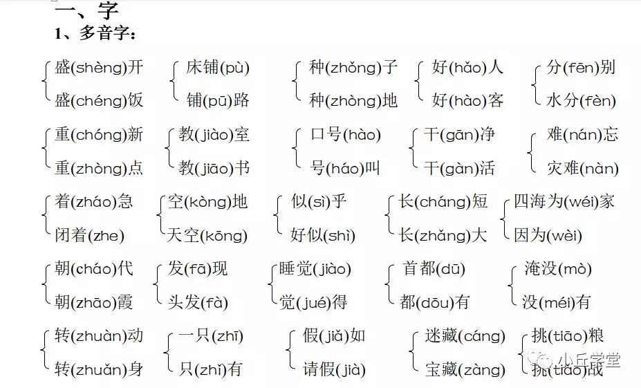 人教二年级上册语文字词复习资料,二年级语文部编版上册知识点汇总