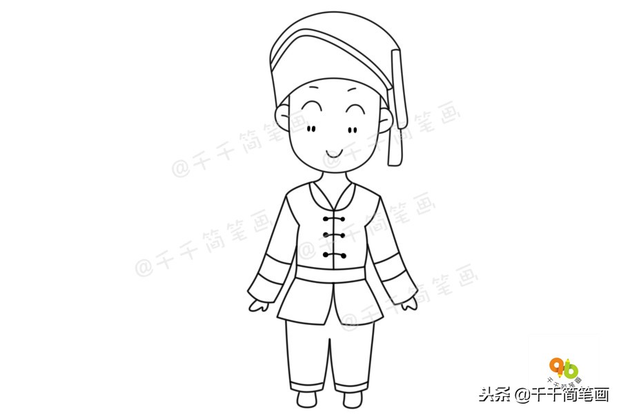 56个民族服装完整版简笔画教程,简笔画入门教学少数民族服饰人物