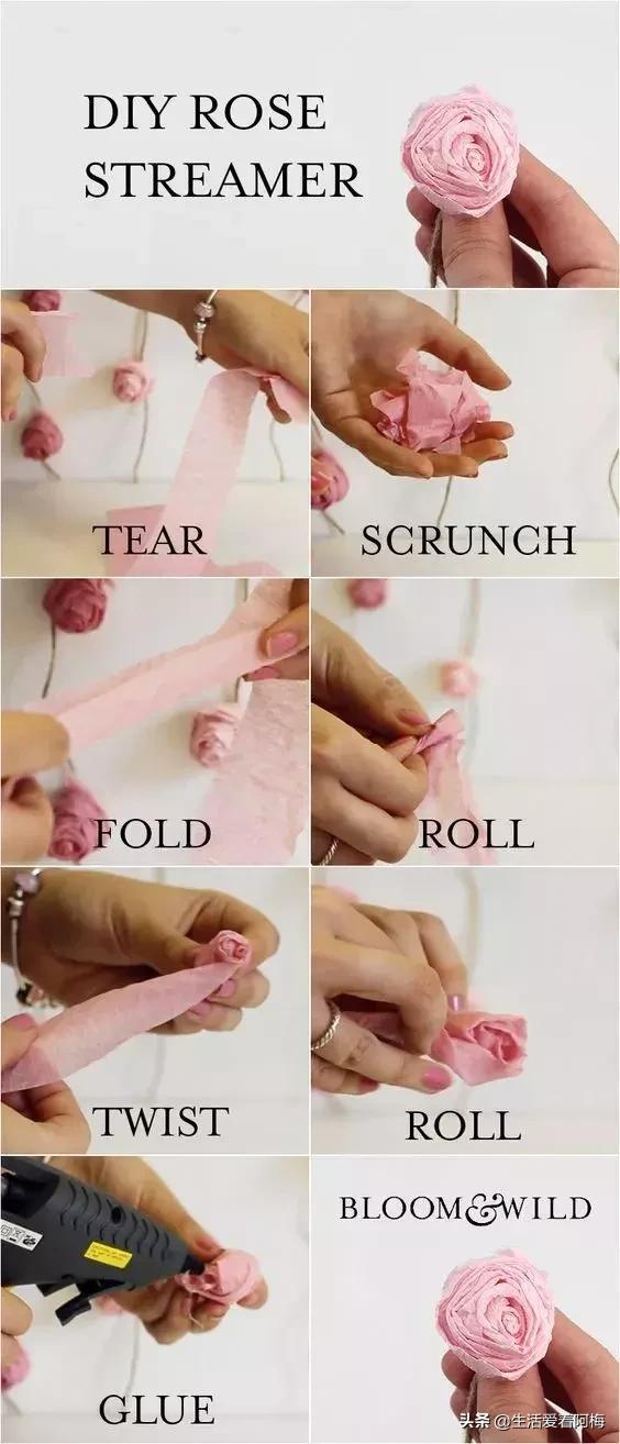 皱纹纸花作品玫瑰花,用皱纹纸做玫瑰花的纸花教程
