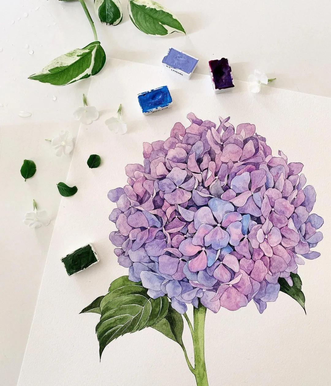 超美水彩画治愈,韩国女孩画画