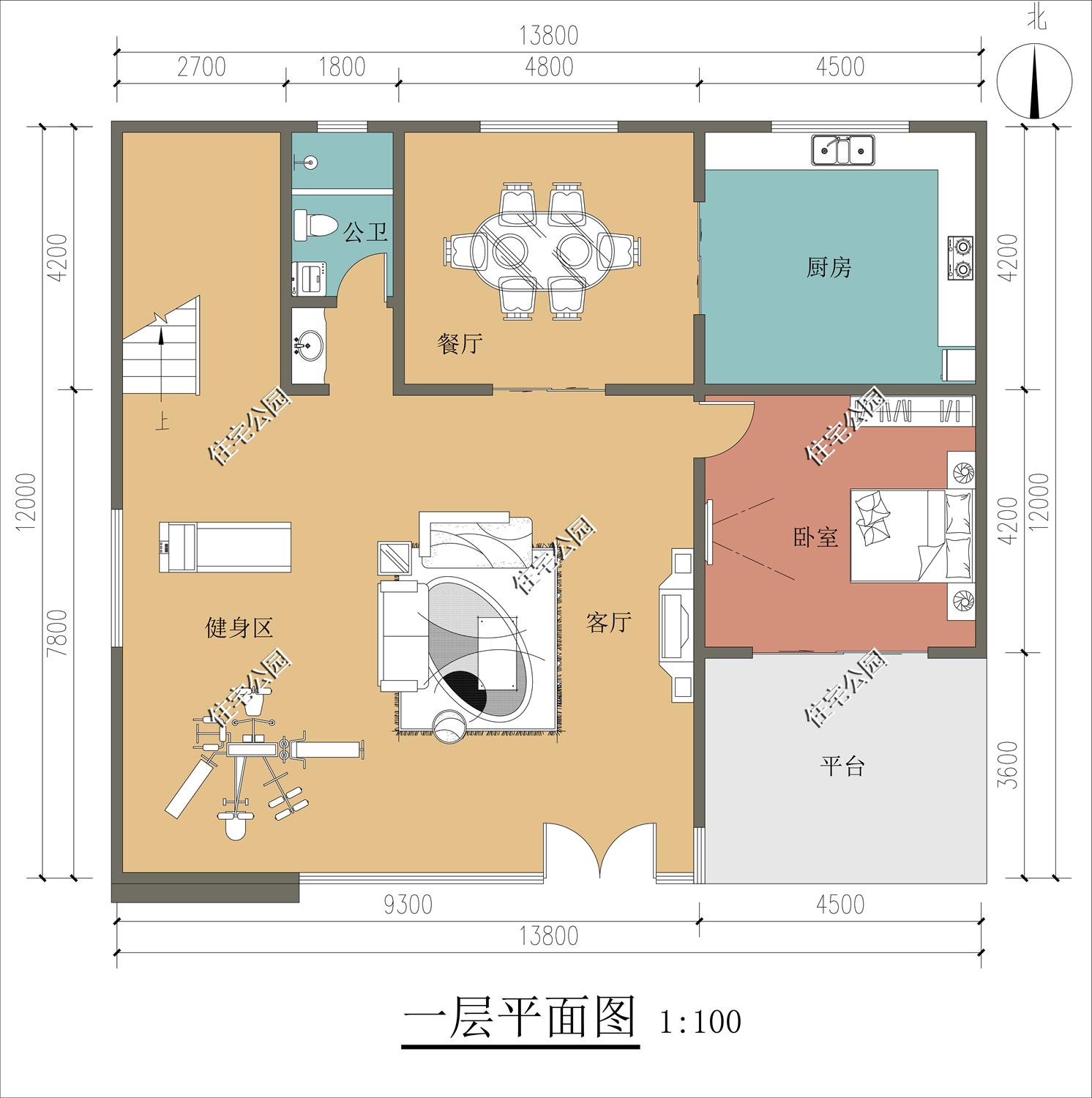 免费分享1000款自建房布局图,三层半现代别墅带落地窗设计图