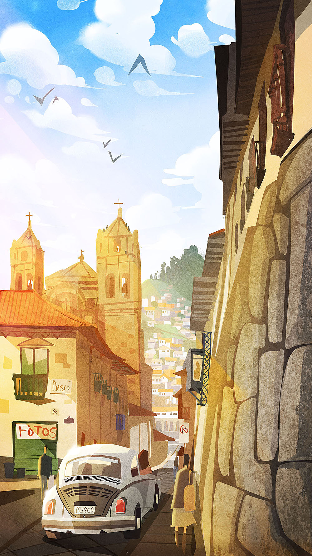 两个人的旅行,两个人的插画