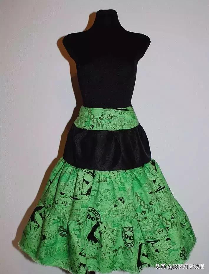 工字褶裙打版结构图,连腰工字褶裙打版