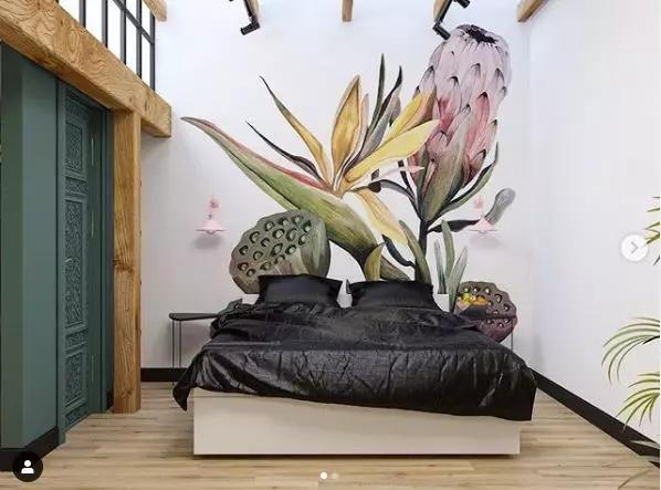 花卉墙绘,墙绘花卉色彩作品