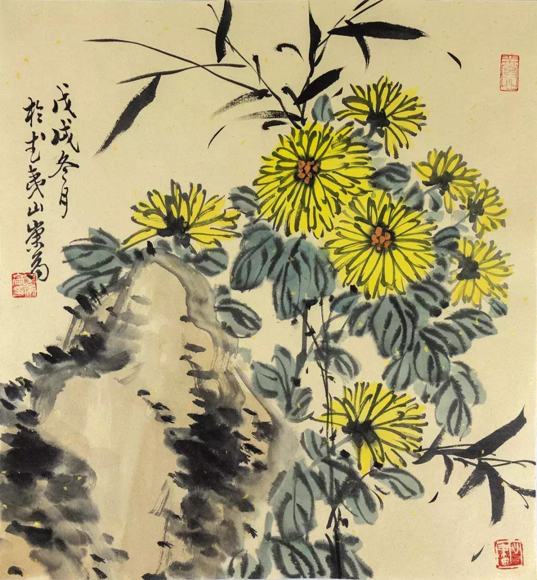 梅兰竹菊国画中的山石画法,梅兰竹菊国画写意教学视频