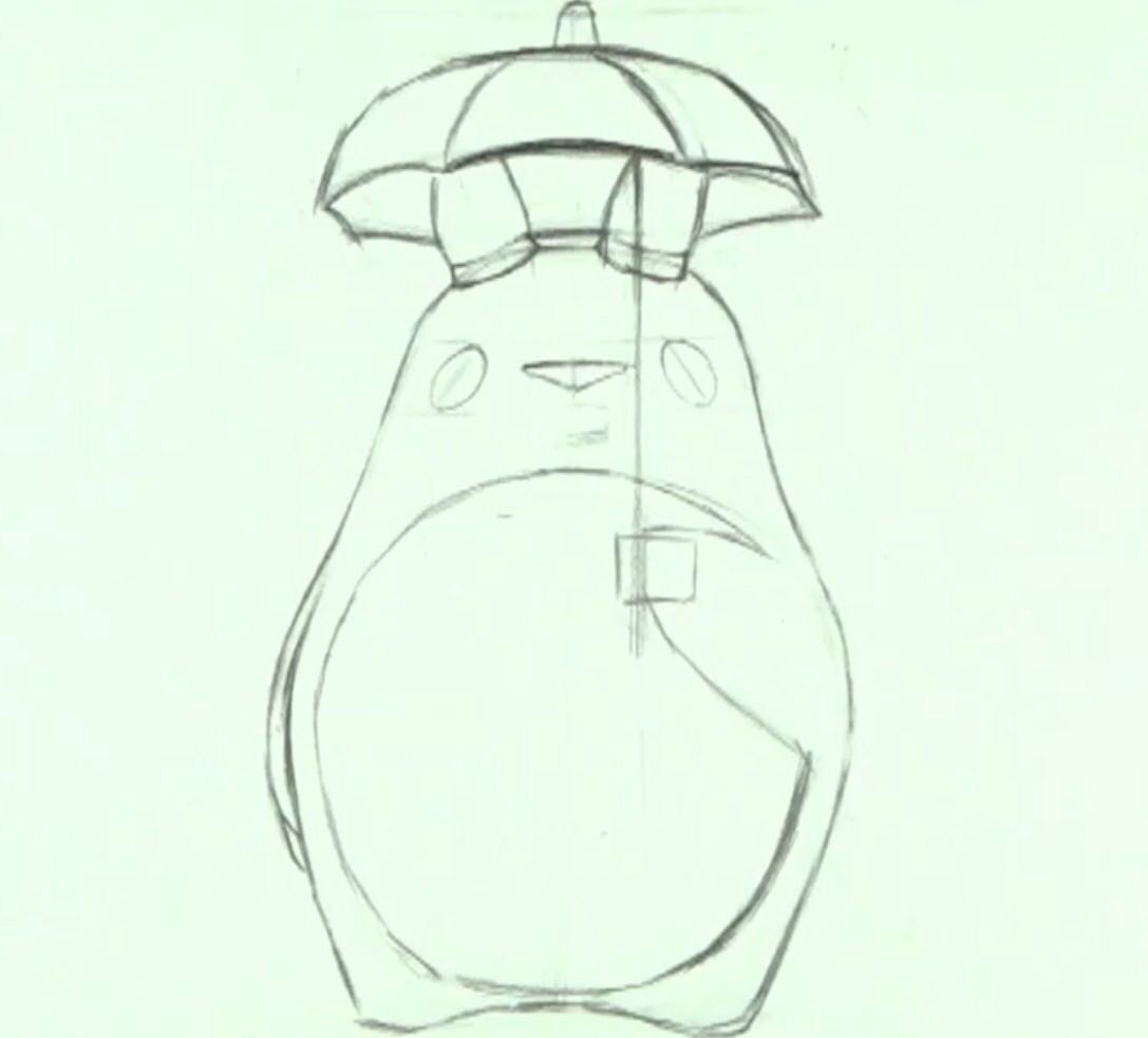 龙猫宫崎骏撑伞画画,宫崎骏动漫龙猫场景手绘铅笔