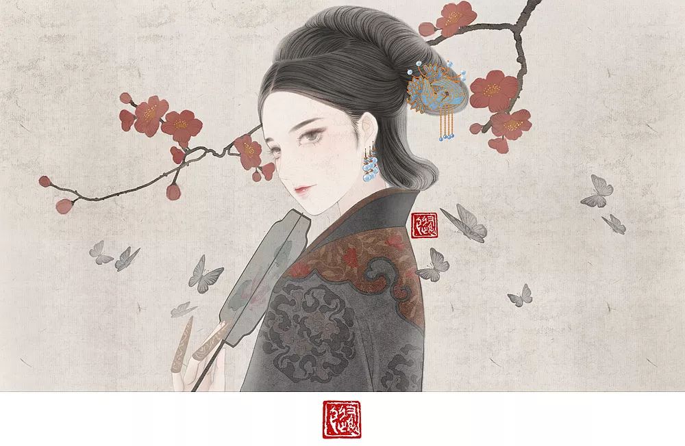 画古风人物插画板绘用什么笔刷,ps古风笔刷海报教程