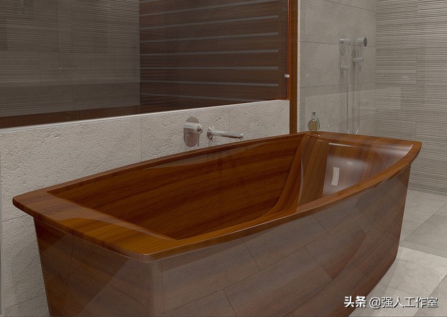 家庭安装木制浴缸效果图,现代浴缸卫生间装修风格