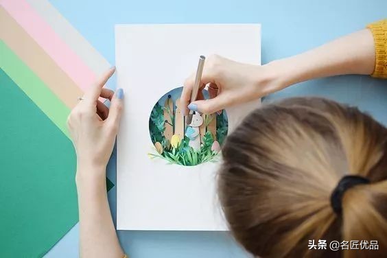 适合做多层立体纸雕的图,屋子半立体纸雕