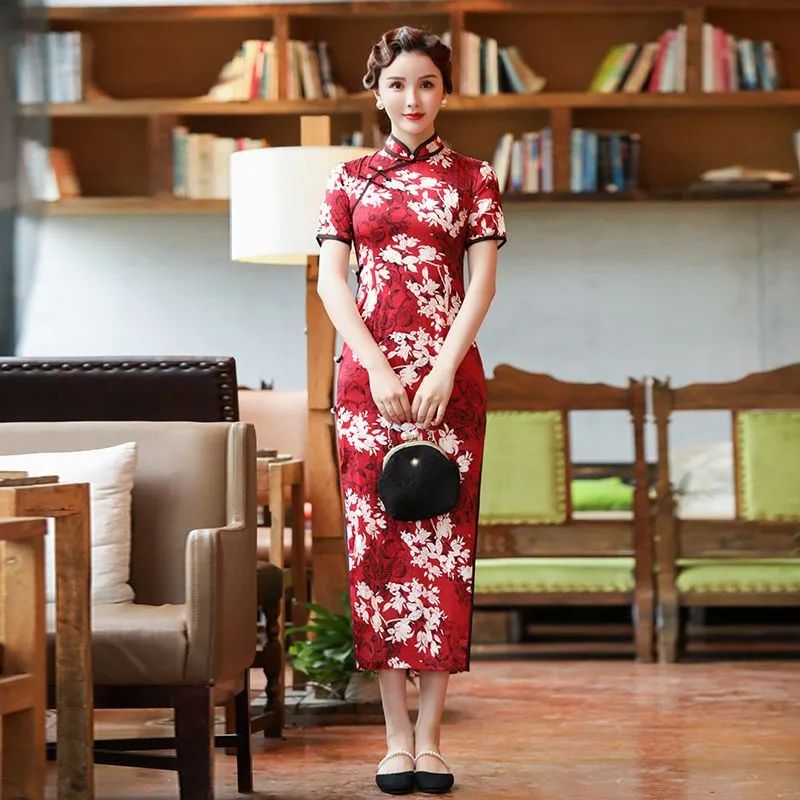 真丝旗袍价格高点的牌子,正品金丝绒真丝改良旗袍