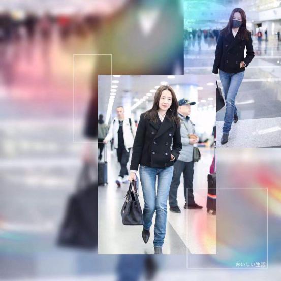 董洁皮毛一体外套,董洁蓝色光滑亮丽的外套