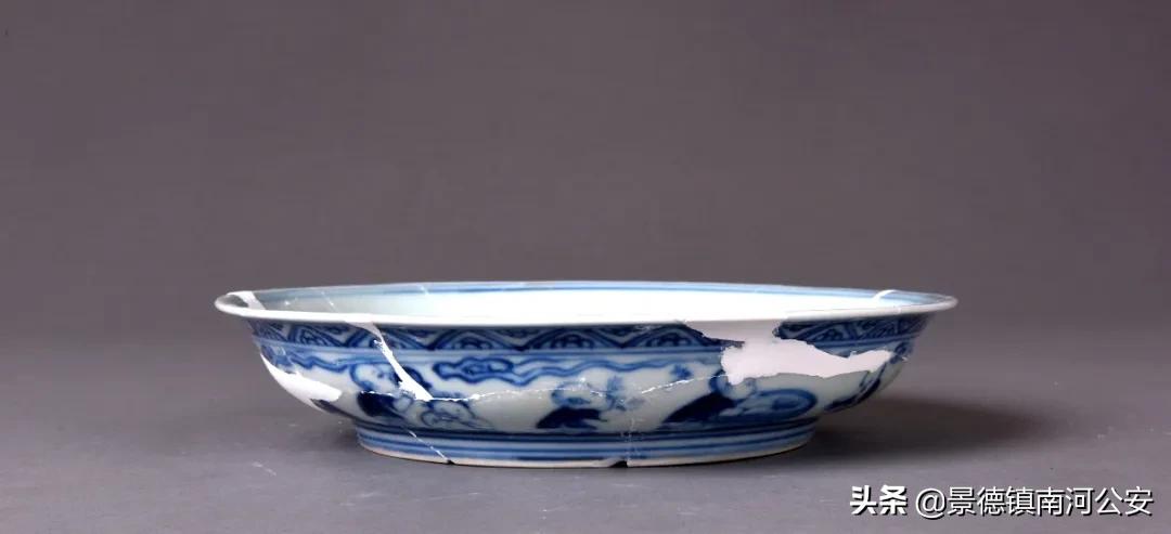 御窑厂出土永乐宣德青花瓷器,明代青花婴戏纹