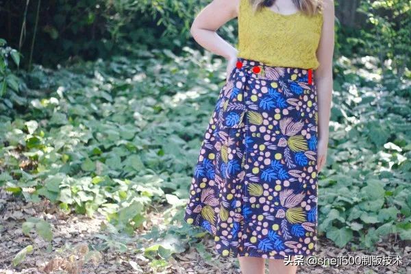 时尚一片式裹裙连衣裙裁剪图,后开叉裙的缝制方法