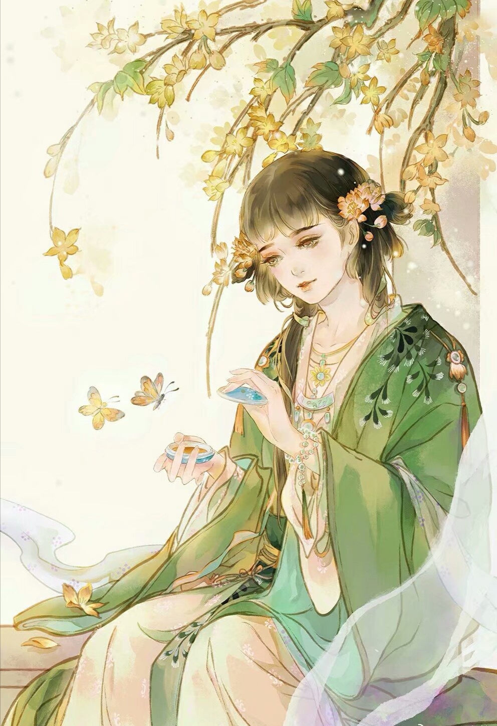 古代古风壁纸大全,二次元壁纸之绿衣佳人