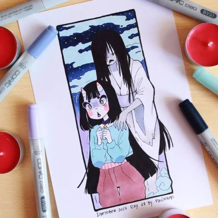 马克笔插画我是小妖怪,马克笔手绘插画清新