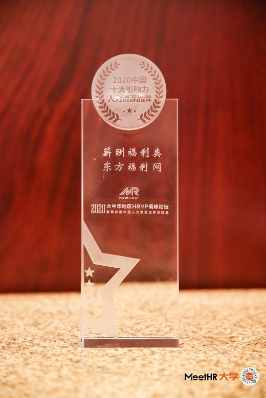 东方福利网荣膺2020中国十大影响力人力资源品牌奖