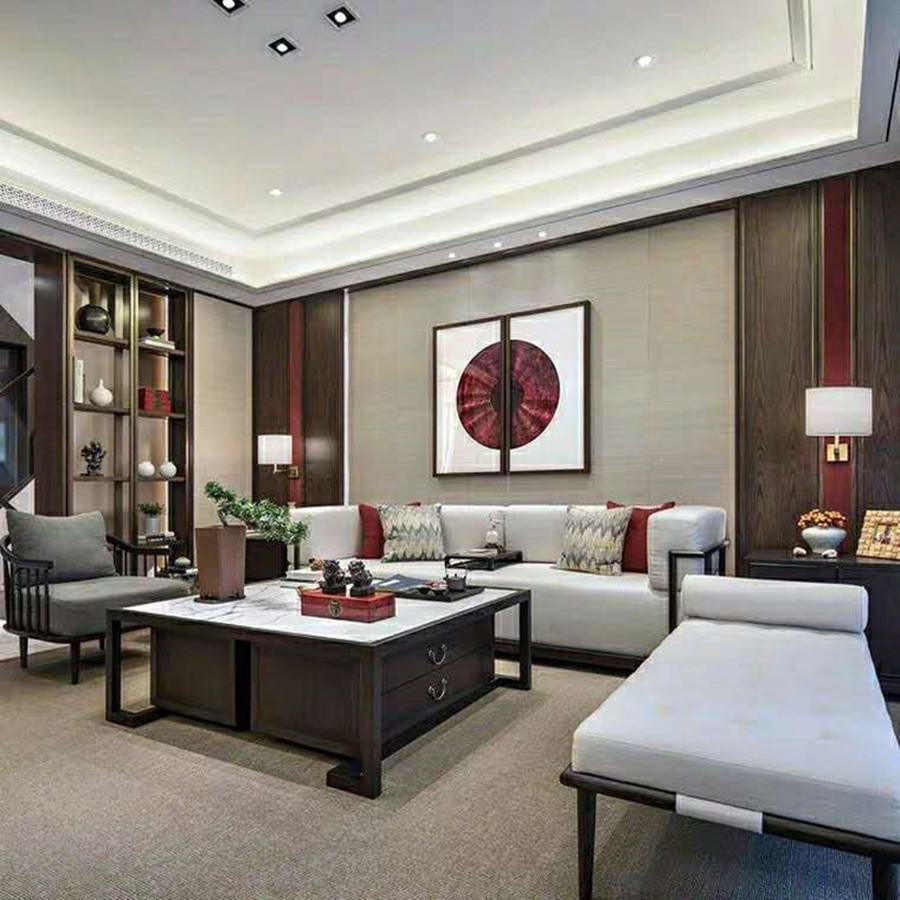 新中式沙发背景墙挂画效果图大全,新中式沙发背景墙简单大气效果图