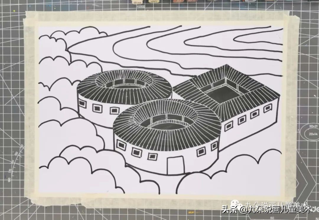 三年级画福建土楼怎么画,福建土楼儿童绘画作品