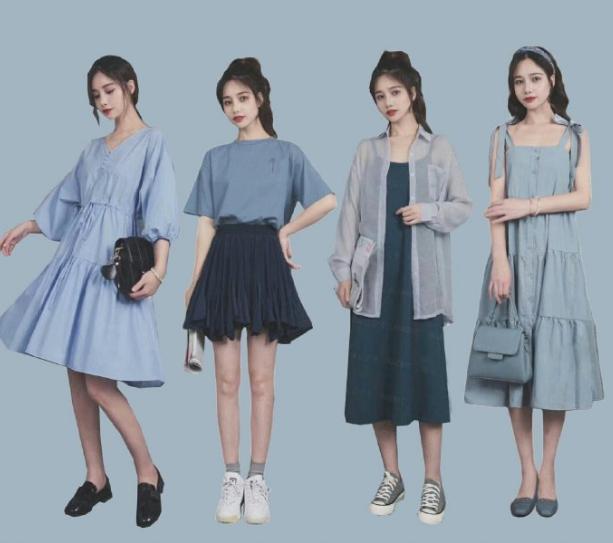 蓝色连衣裙扎着马尾辫,扎马尾辫穿什么裙子好看