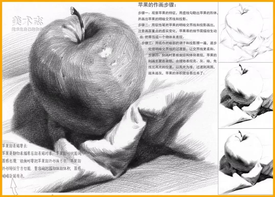 素描常见水果,适合新手的100幅素描画蔬菜水果